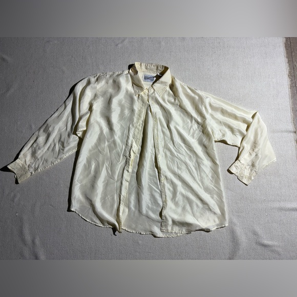Evidence VINTAGE Silk Chic Neutral Cream Button Down Shirt for Women - Picture 1 of 7